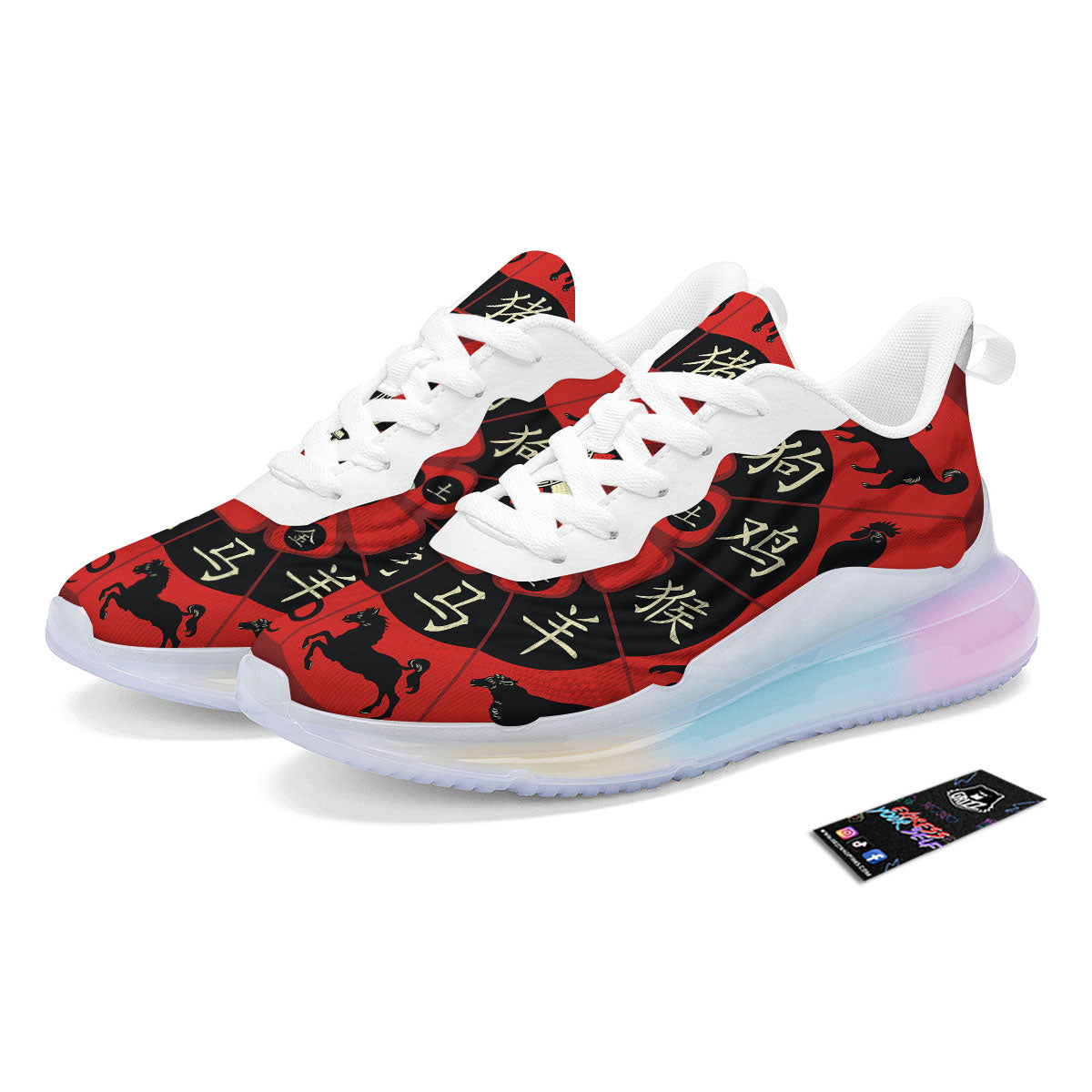 Chinese Zodiac Wheel Yin Yang Print Running Sneakers-grizzshop