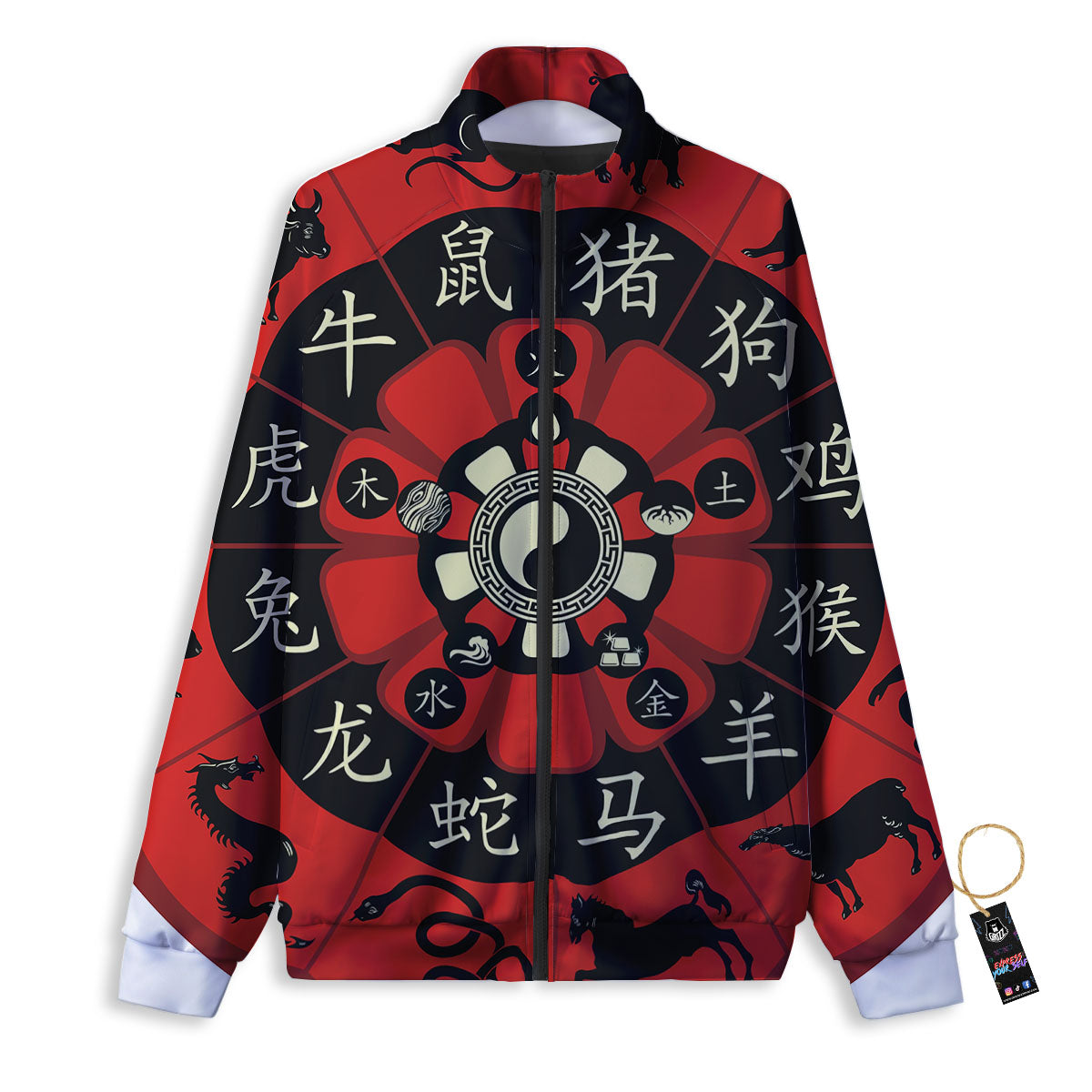 Chinese Zodiac Wheel Yin Yang Print Track Jacket-grizzshop