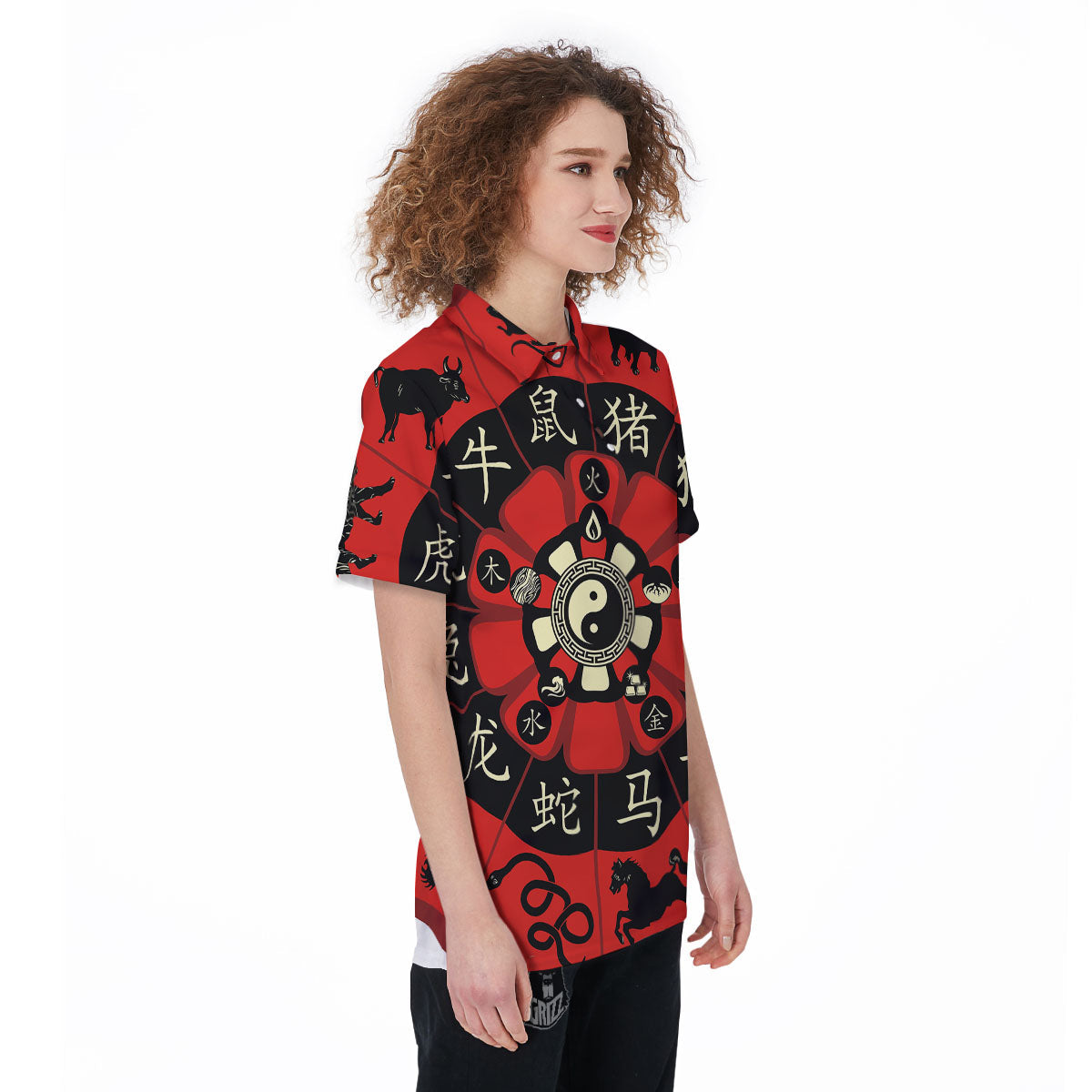 Chinese Zodiac Wheel Yin Yang Print Women's Golf Shirts-grizzshop