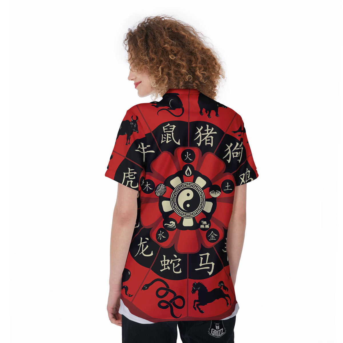 Chinese Zodiac Wheel Yin Yang Print Women's Golf Shirts-grizzshop