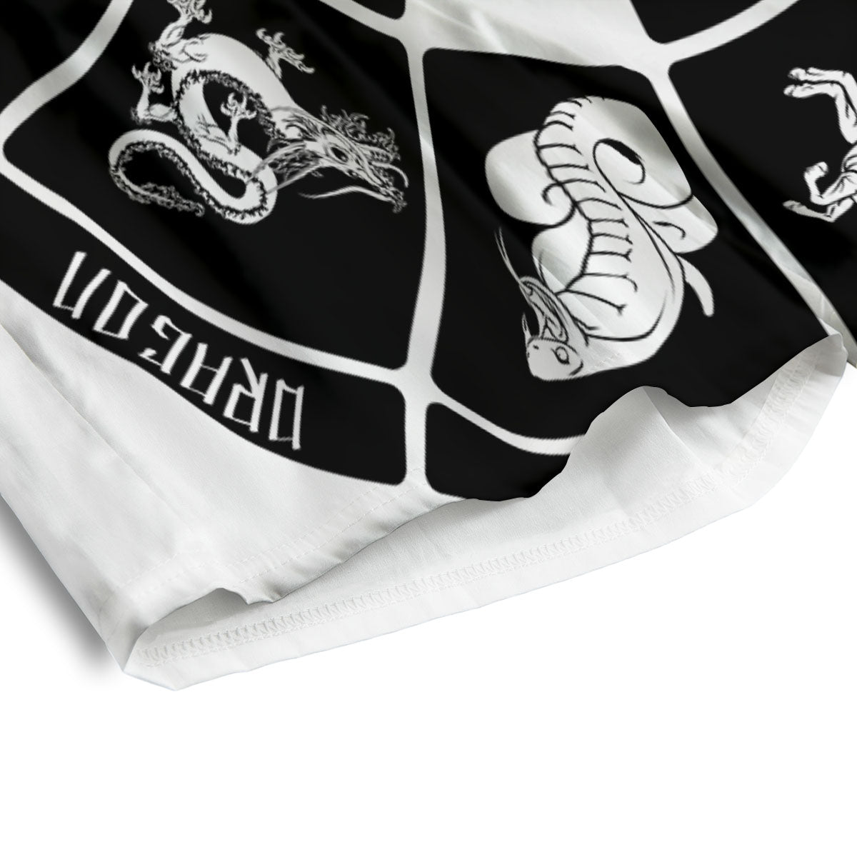 Chinese Zodiac White And Black Print Men's Athletic Shorts