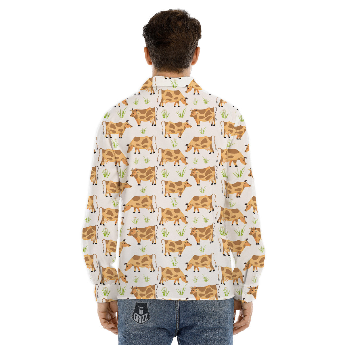 Chinese Zodiac White And Black Print Men's Dress Shirts-grizzshop