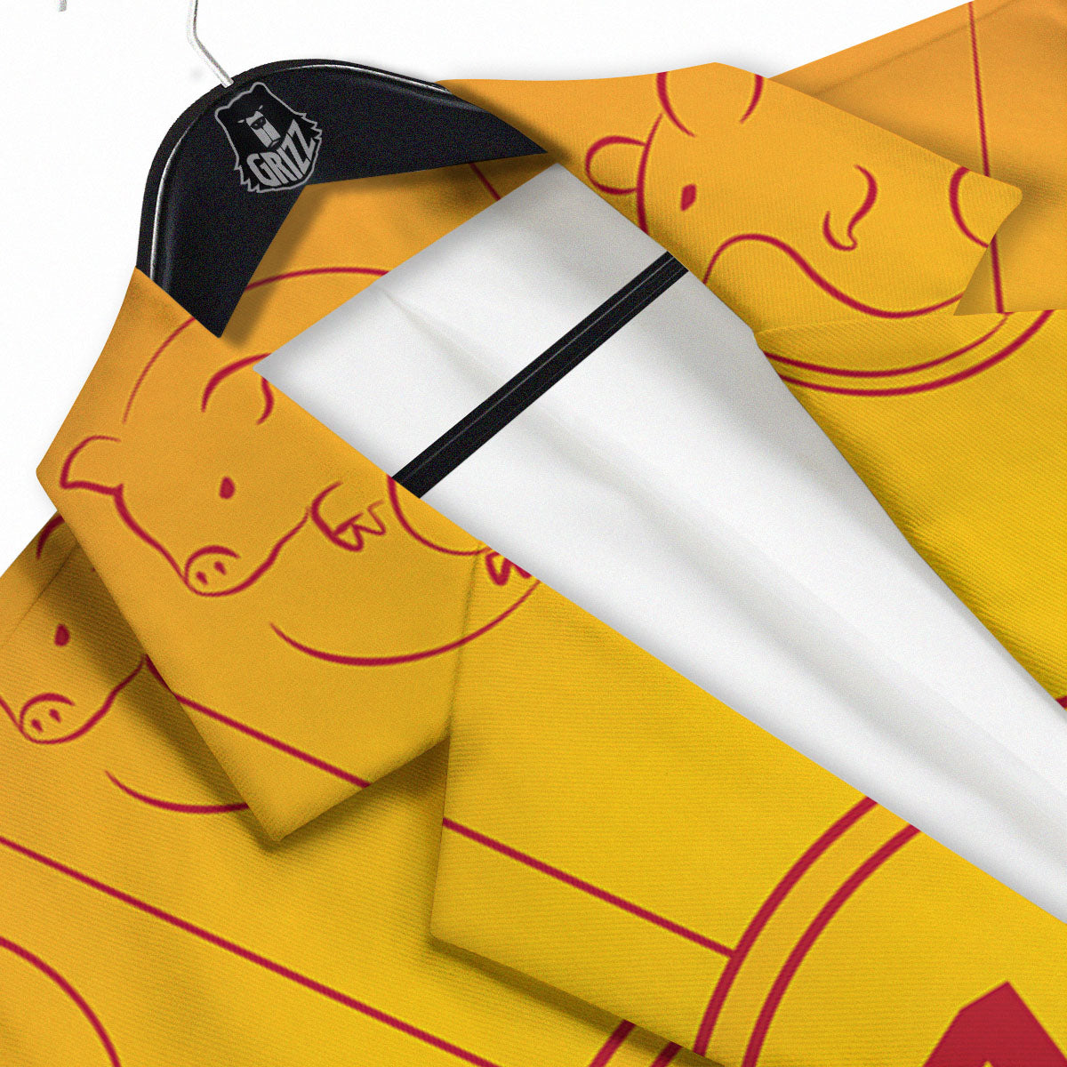 Chinese Zodiac Yellow And Red Print Men's Sport Coat-grizzshop