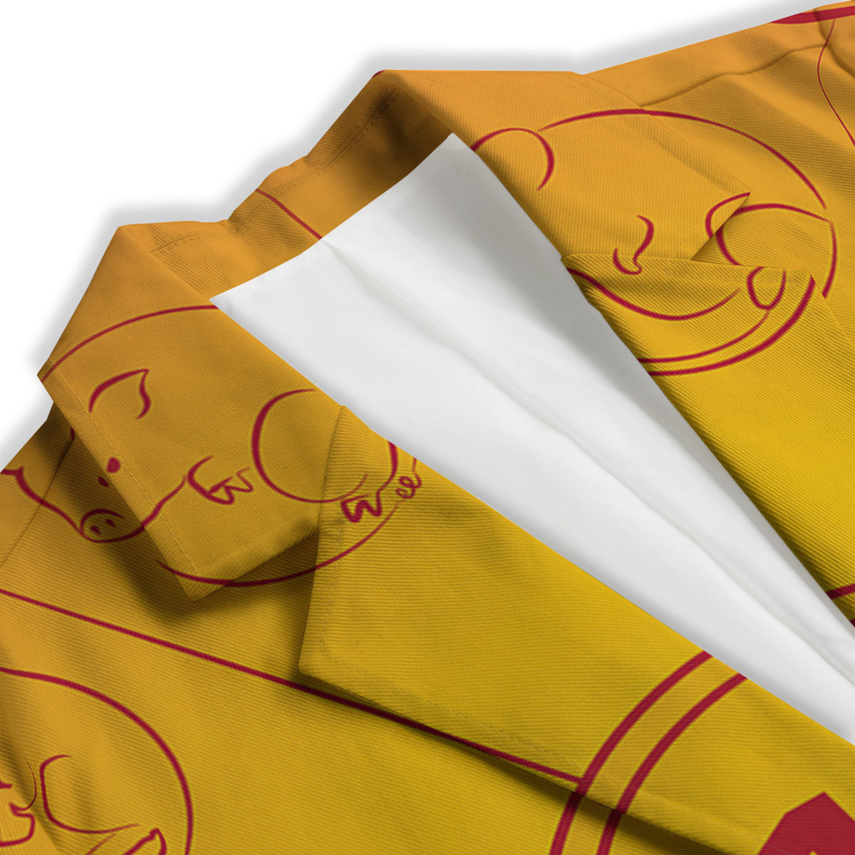 Chinese Zodiac Yellow And Red Print Women's Blazer-grizzshop