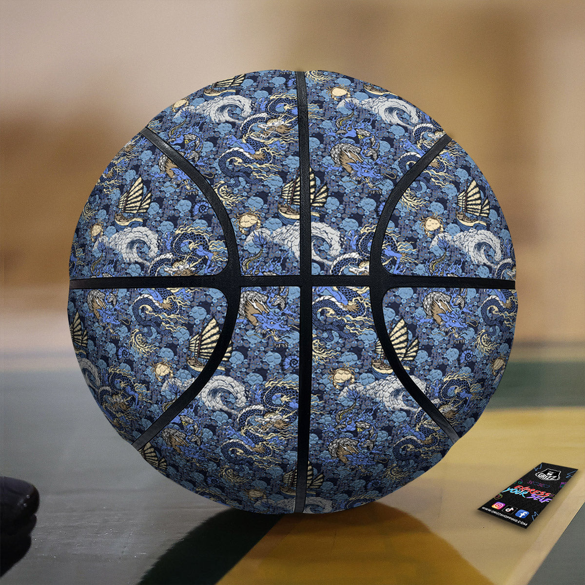 Chinese Dragon Sea Print Pattern Basketball