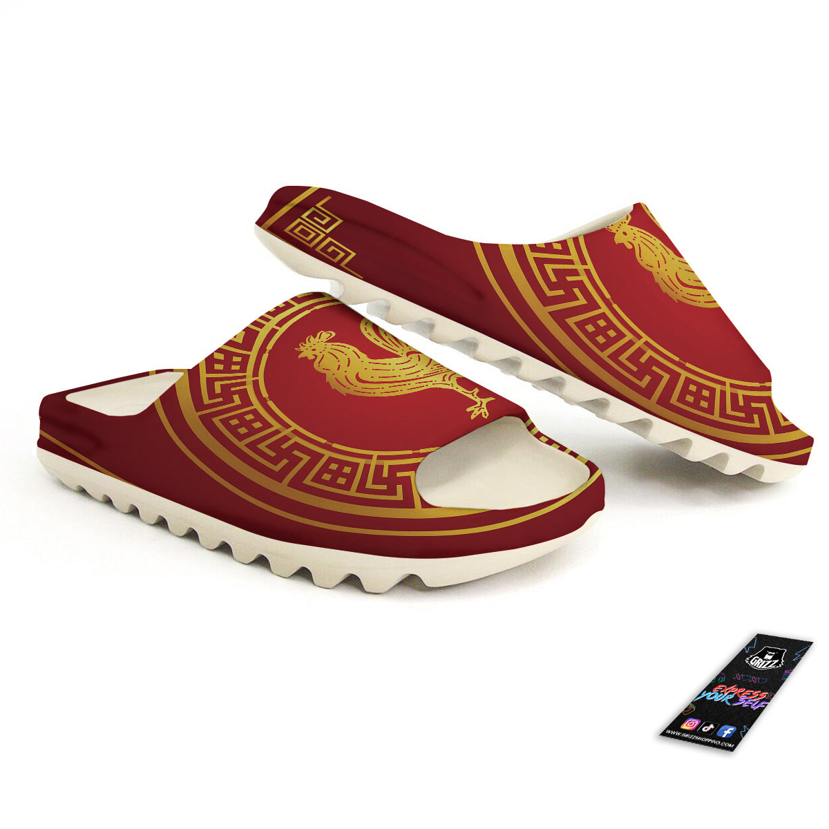 Chinese New Year Rooster Print Sandals-grizzshop