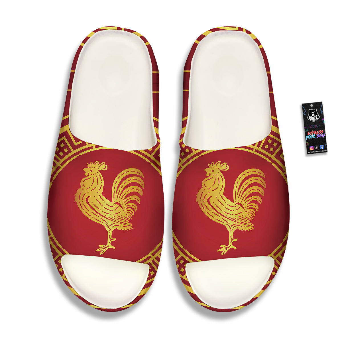 Chinese New Year Rooster Print Sandals-grizzshop