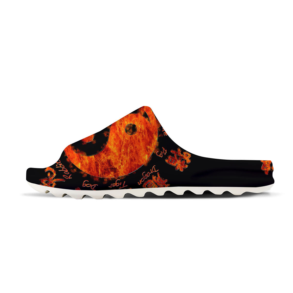 Chinese Zodiac Fire Yin Yang Print Sandals-grizzshop