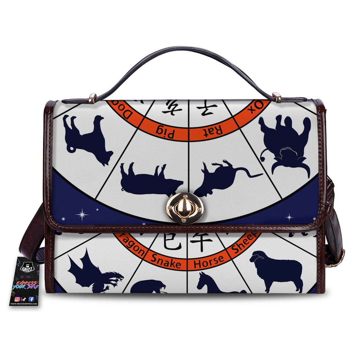 Chinese Zodiac Signs Yin Yang Print Women's Satchel Bag