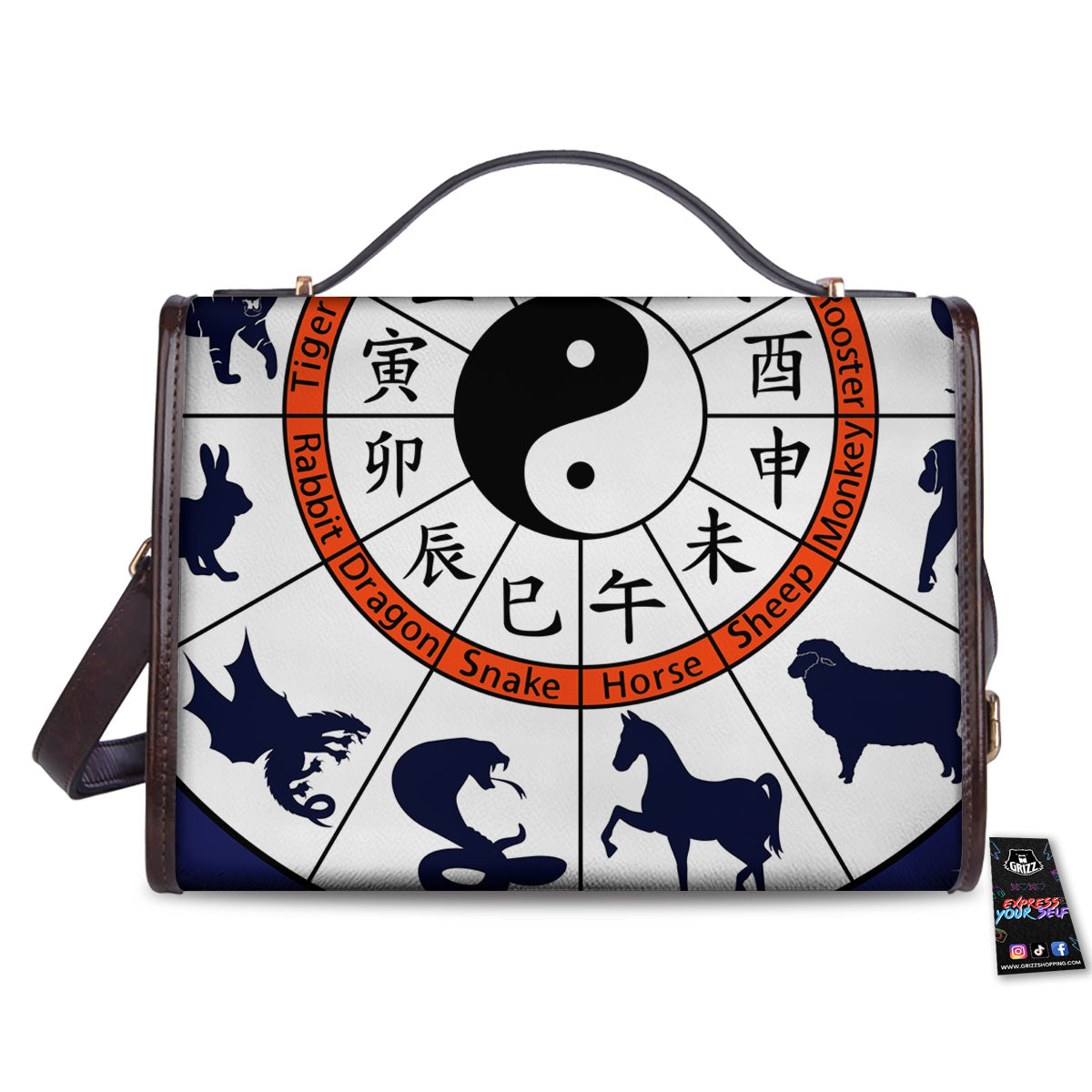 Chinese Zodiac Signs Yin Yang Print Women's Satchel Bag