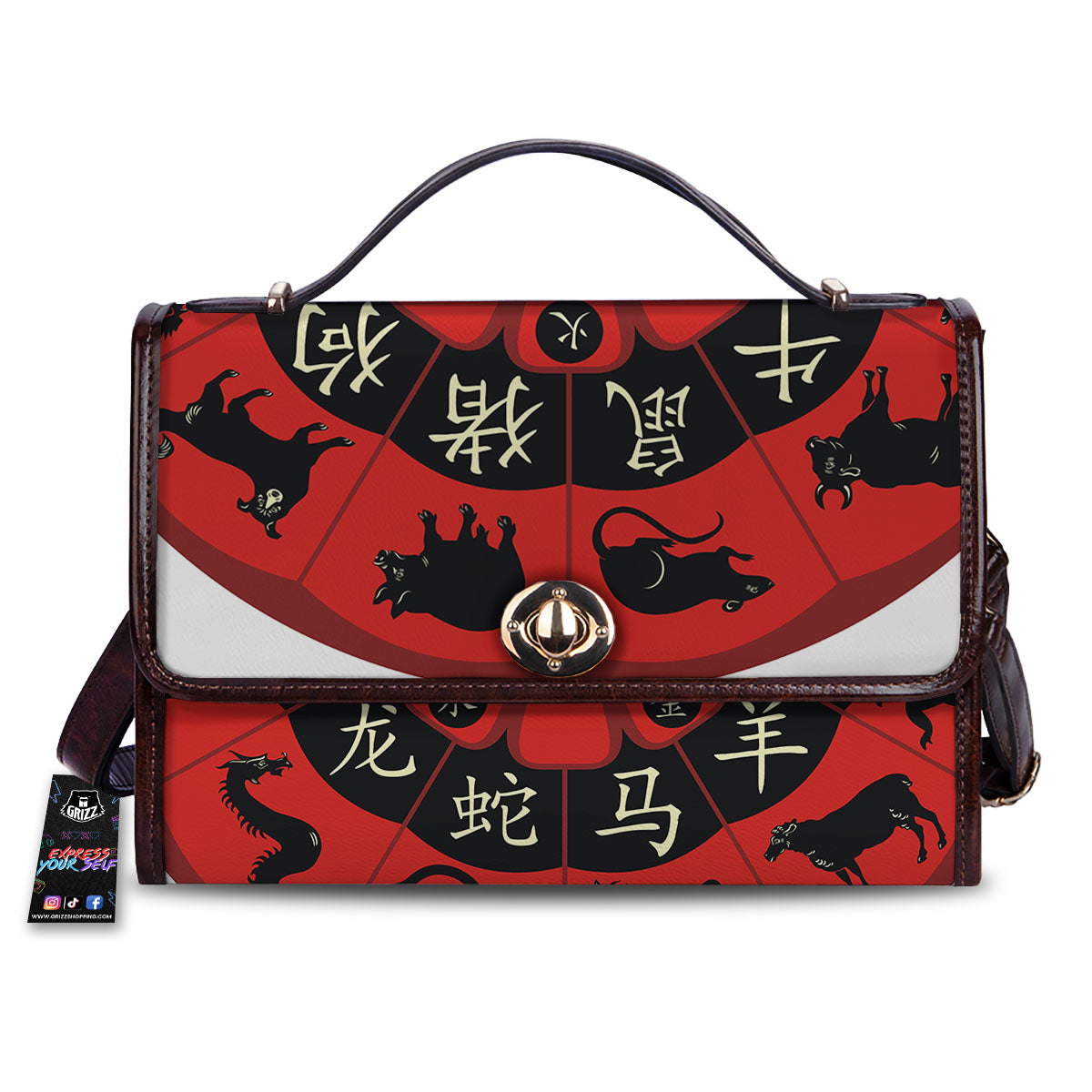 Chinese Zodiac Wheel Yin Yang Print Women's Satchel Bag