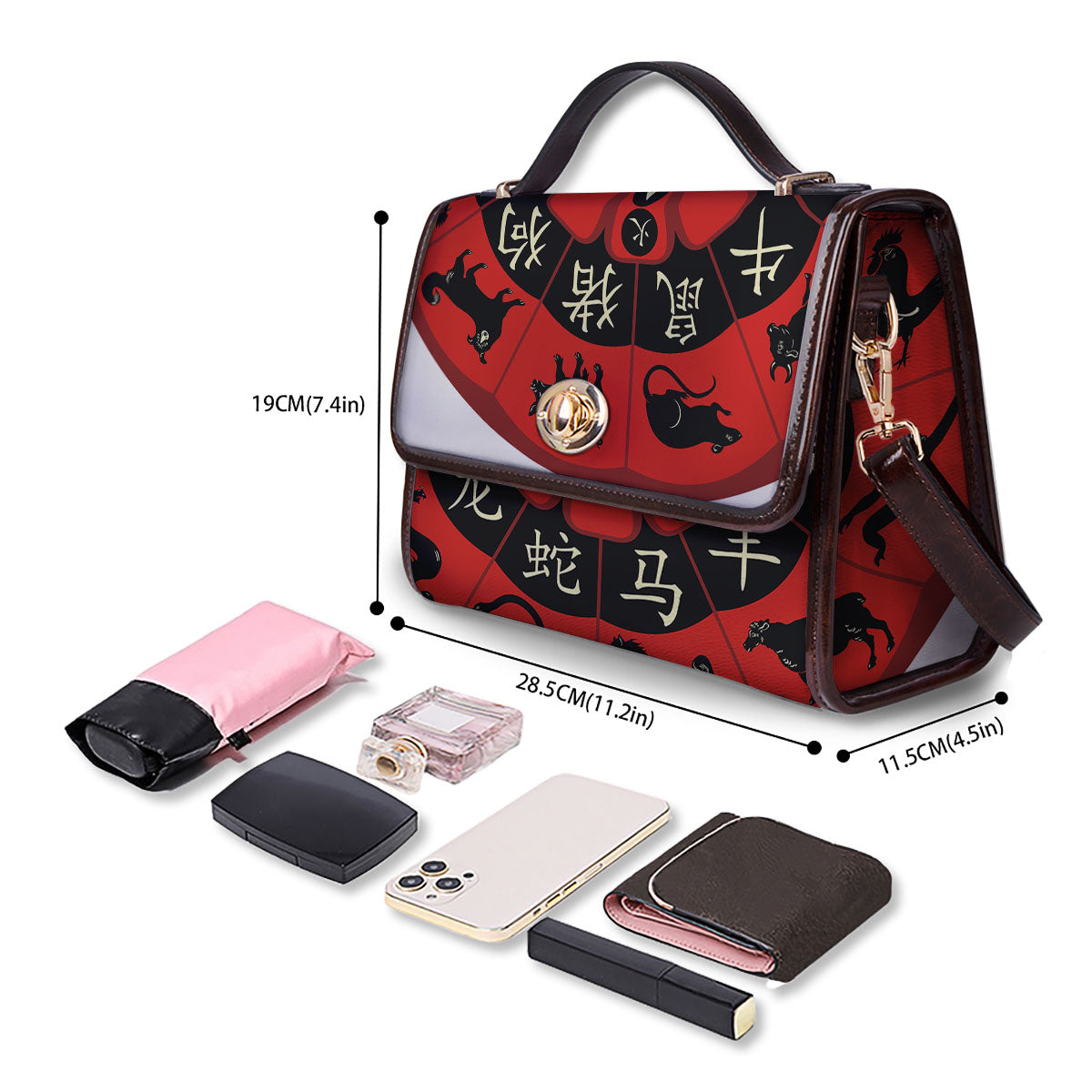 Chinese Zodiac Wheel Yin Yang Print Women's Satchel Bag