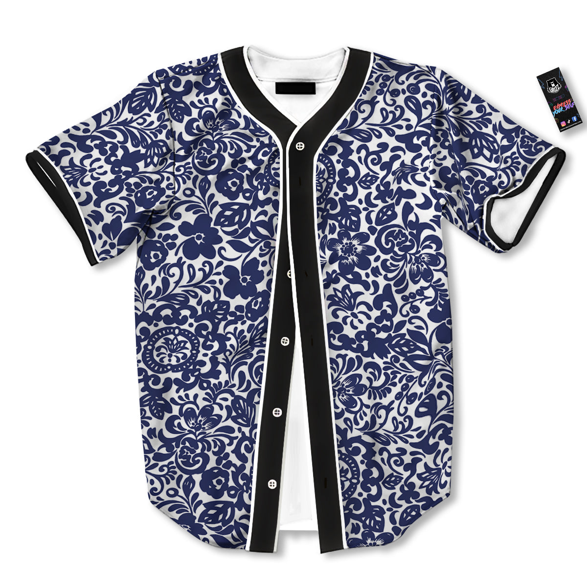 Chintz Floral Print Pattern Baseball Jersey-grizzshop