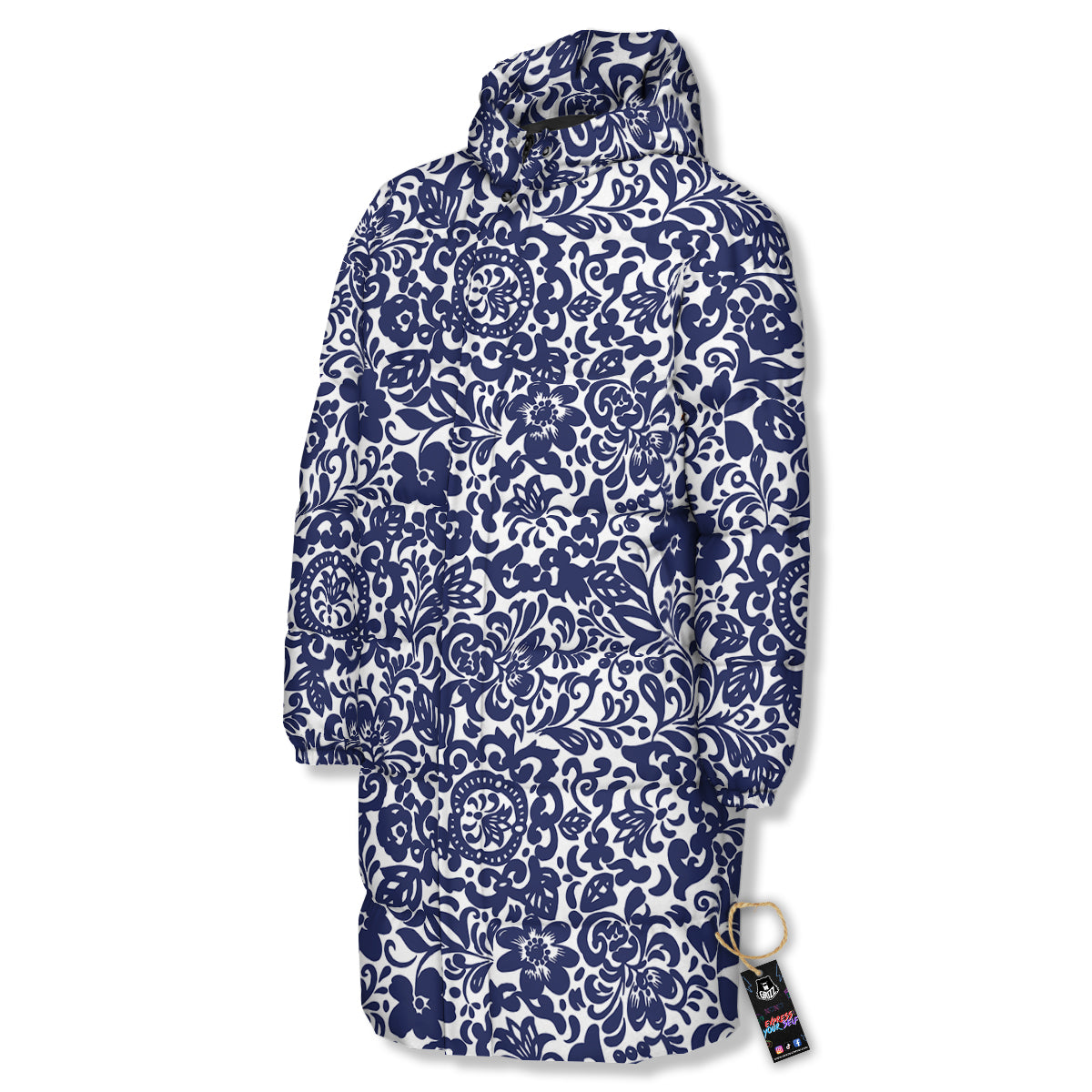 Chintz Floral Print Pattern Long Down Jacket-grizzshop