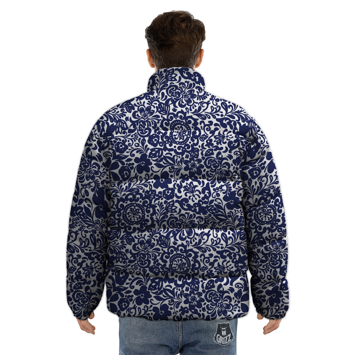 Chintz Floral Print Pattern Puffer Jacket-grizzshop