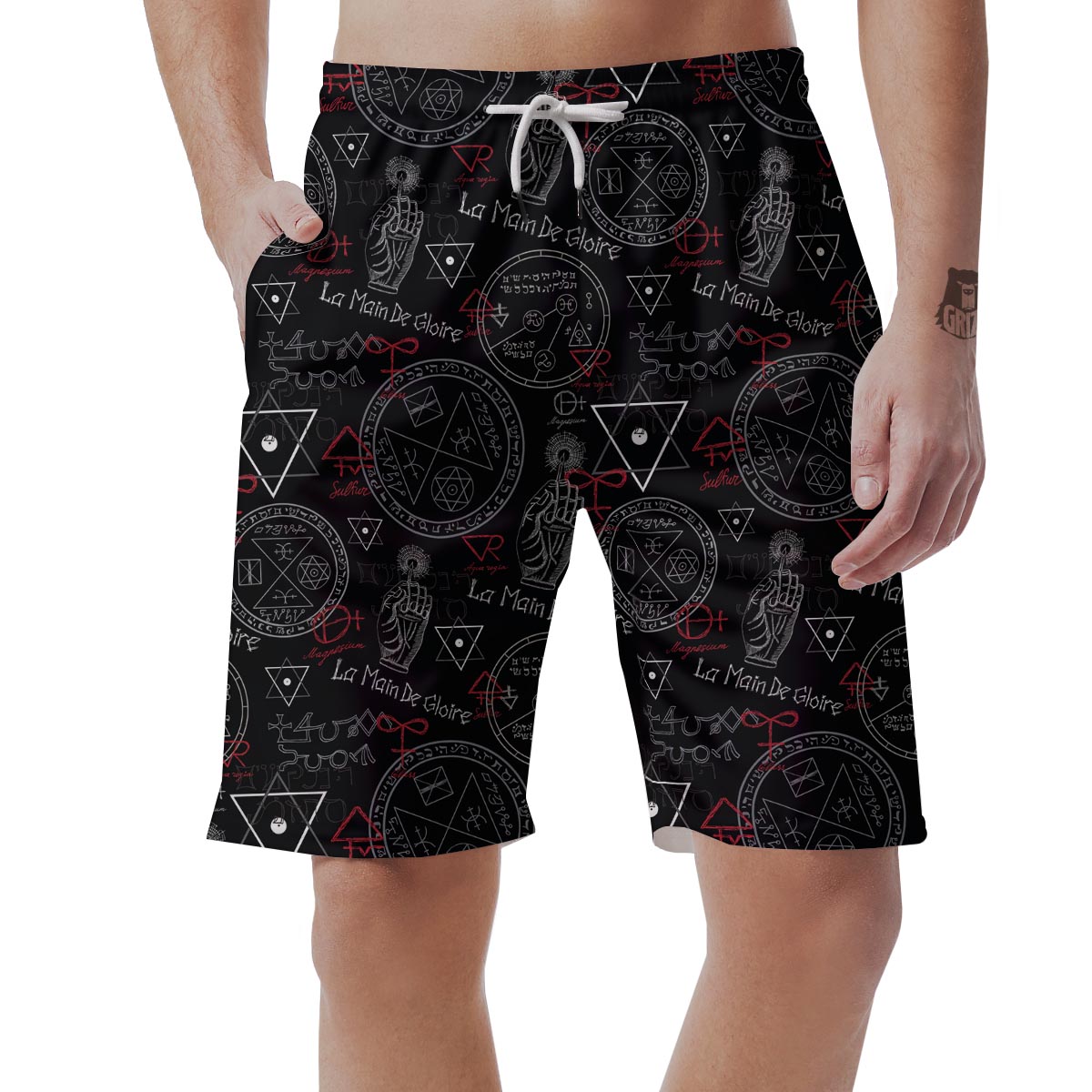 Chiromancy Symbol Gothic Witch Men's Shorts-grizzshop