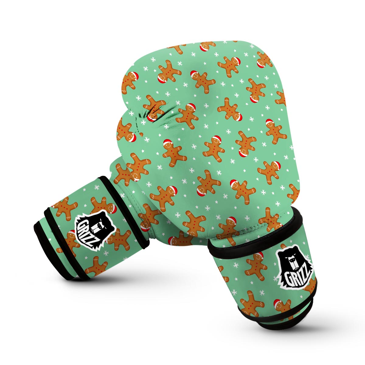 Chirstmas Gingerbread Man Pattern Print Boxing Gloves-grizzshop