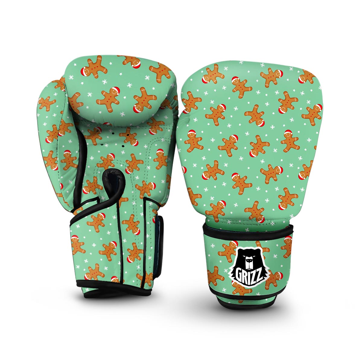 Chirstmas Gingerbread Man Pattern Print Boxing Gloves-grizzshop