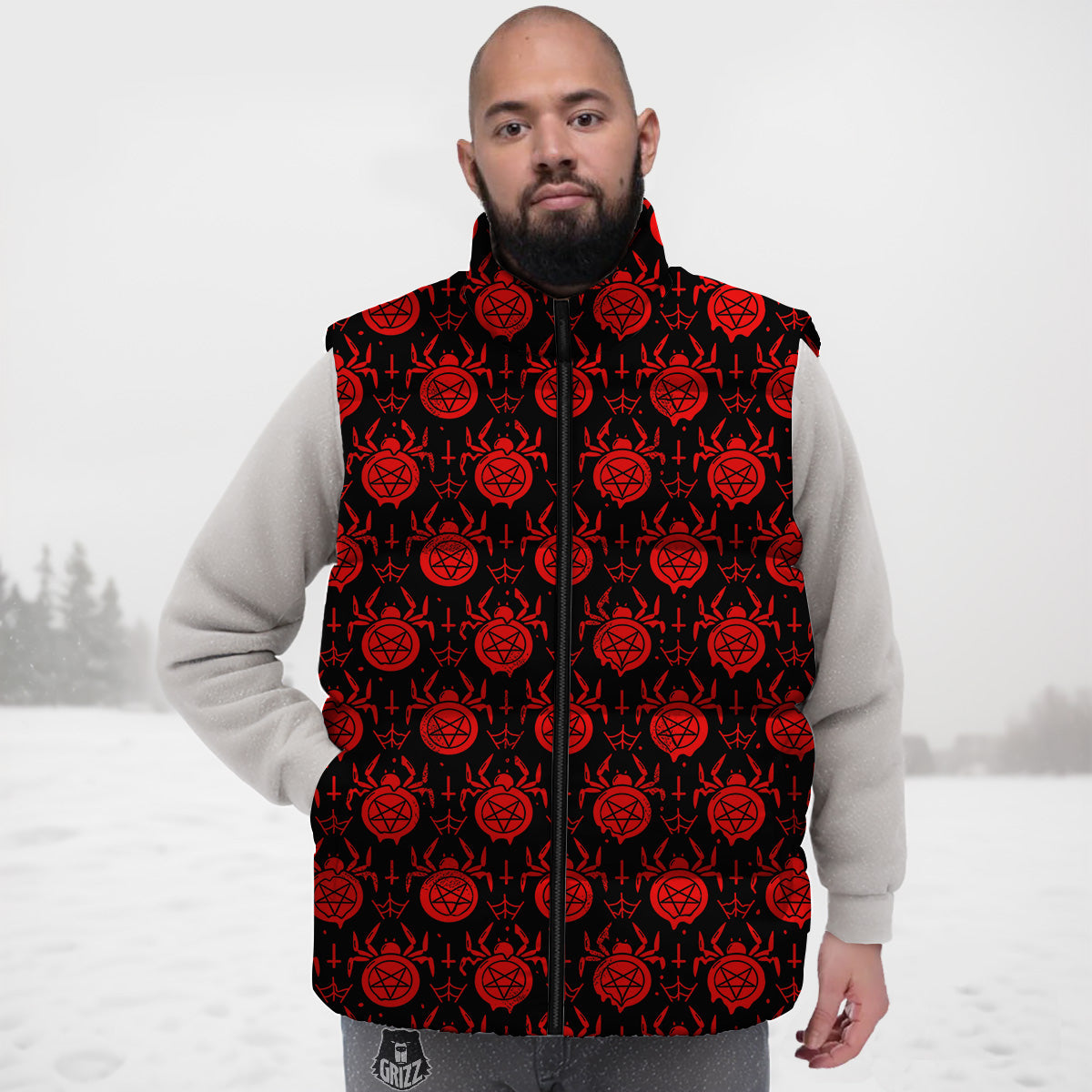 Chirstmas Gingerbread Man Print Pattern Down Vest