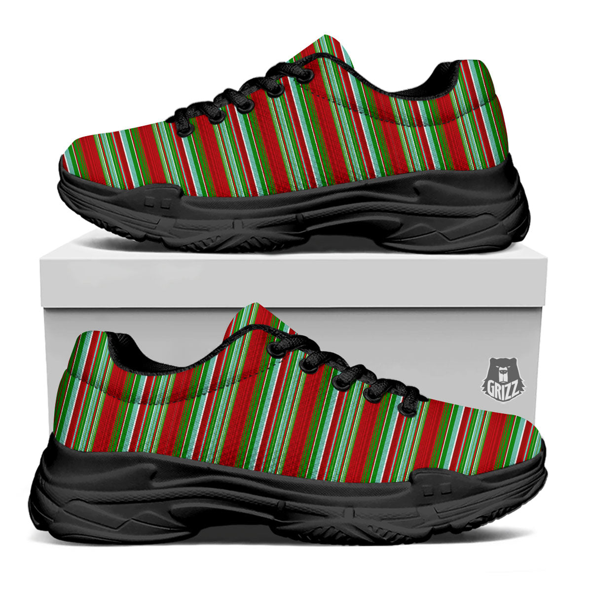 Chirstmas Serape Ethnic Mexican Print Pattern Black Chunky Shoes-grizzshop