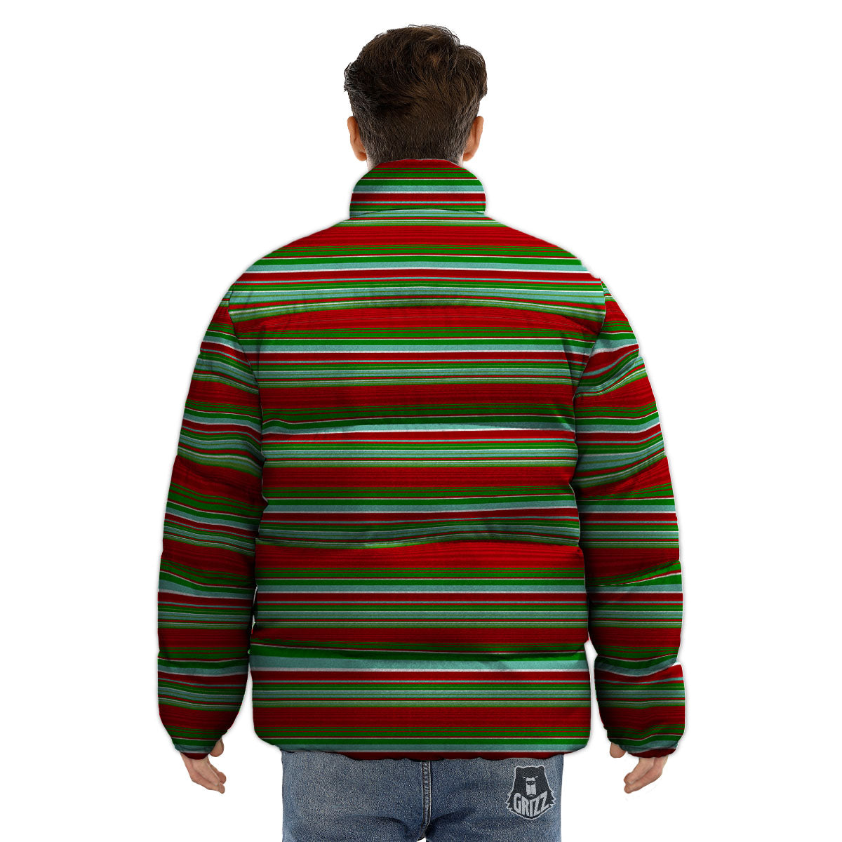 Chirstmas Serape Ethnic Mexican Print Pattern Puffer Jacket-grizzshop