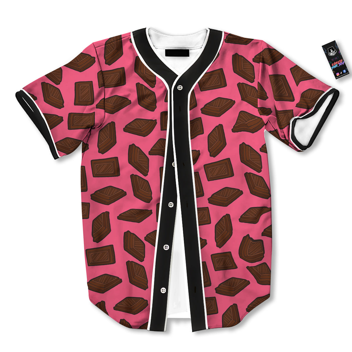 Chocolate And Pink Print Pattern Baseball Jersey-grizzshop