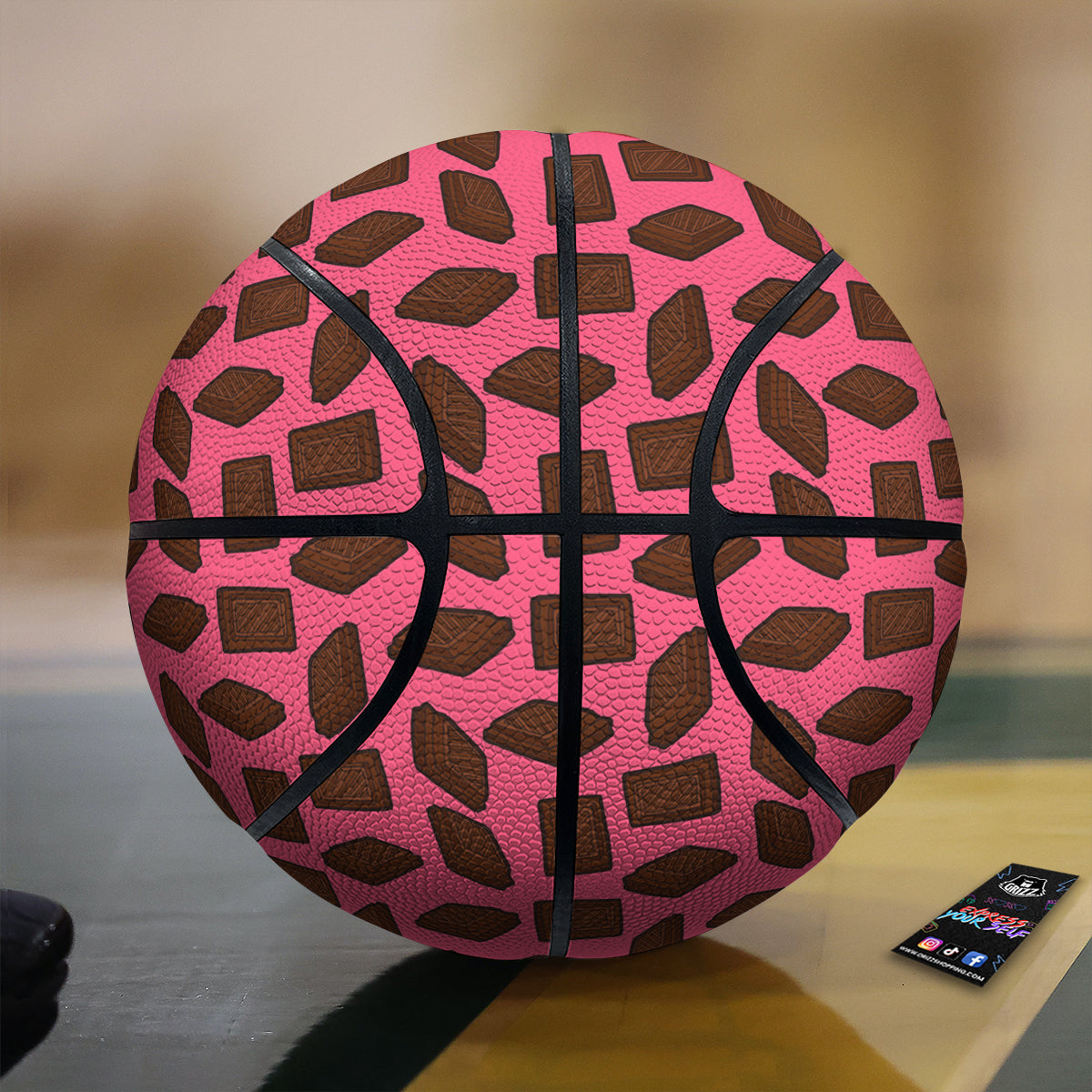 Chocolate And Pink Print Pattern Basketball-grizzshop