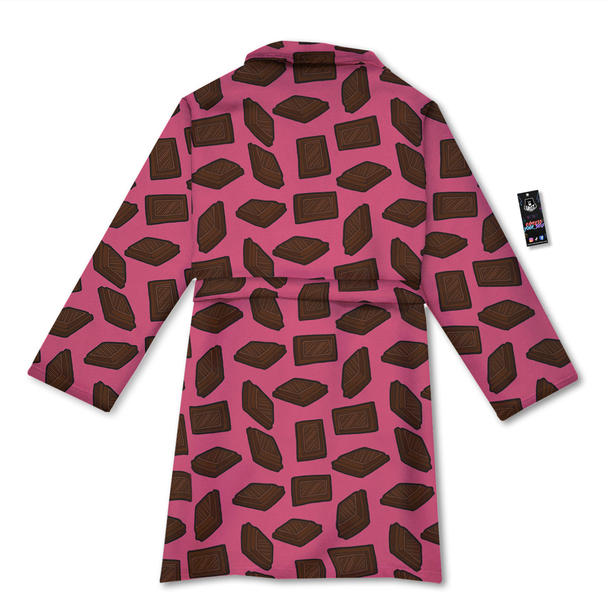 Chocolate And Pink Print Pattern Bathrobe-grizzshop