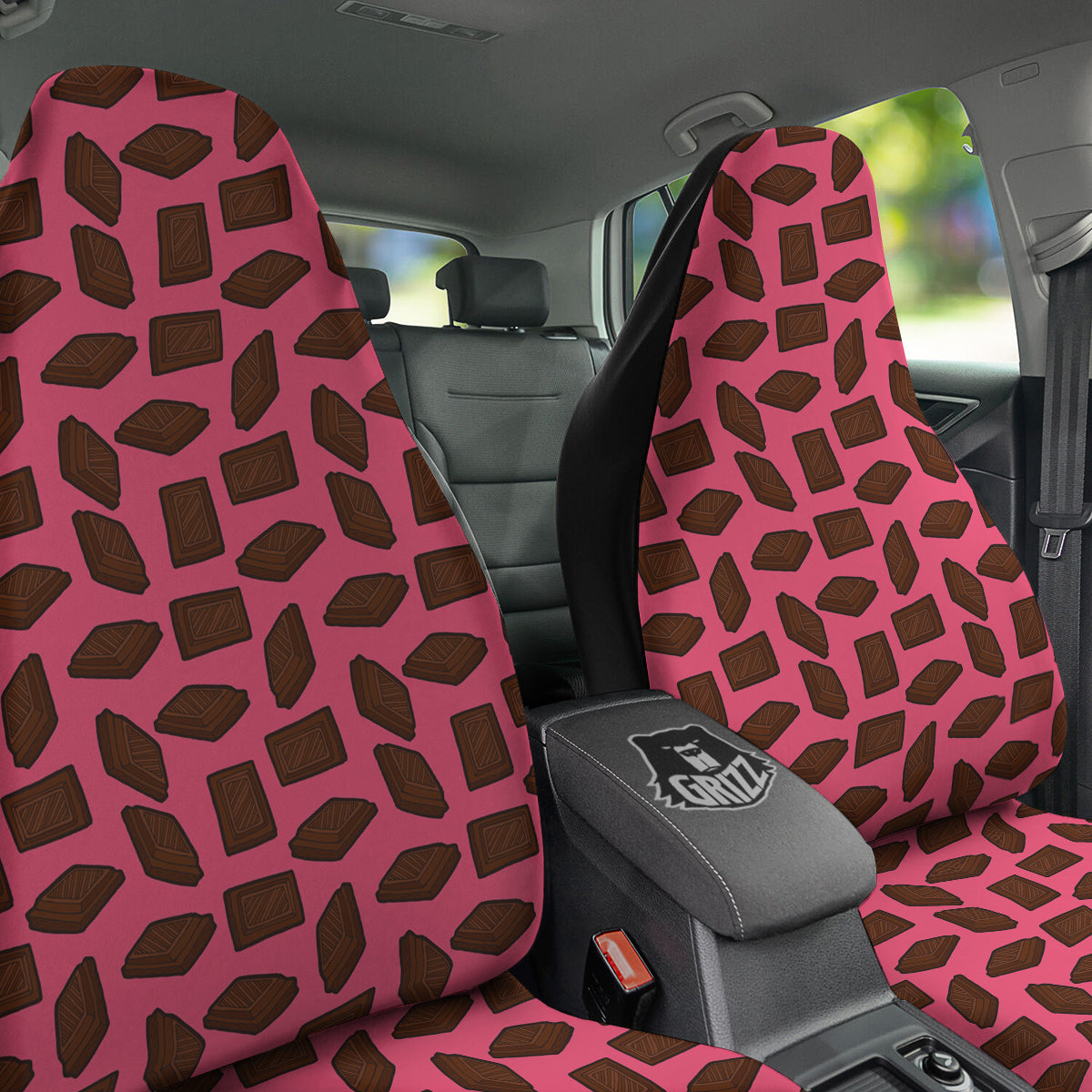 Chocolate And Pink Print Pattern Car Seat Covers-grizzshop