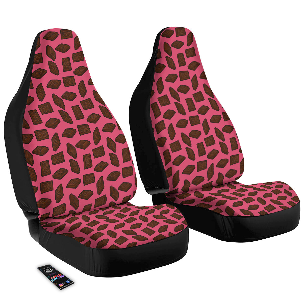 Chocolate And Pink Print Pattern Car Seat Covers-grizzshop