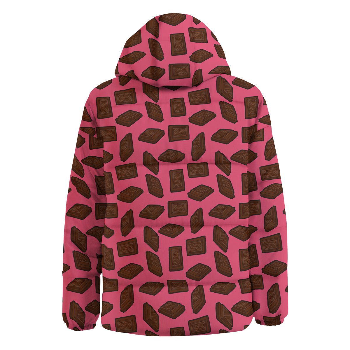 Chocolate And Pink Print Pattern Down Jacket-grizzshop