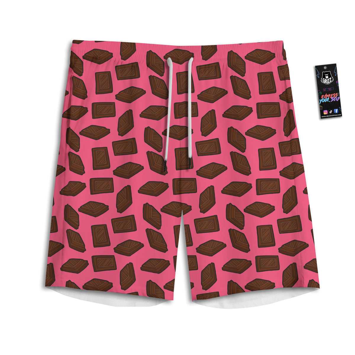 Chocolate And Pink Print Pattern Men's Athletic Shorts