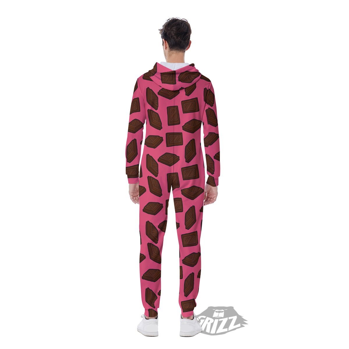 Chocolate And Pink Print Pattern Men's Jumpsuit-grizzshop