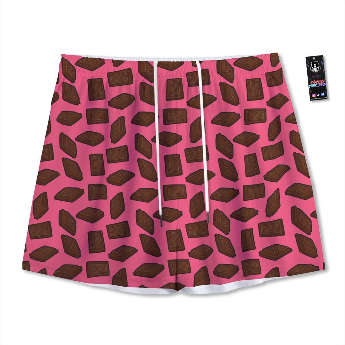 Flowers And Eggplant With Leaves Print Mesh Shorts