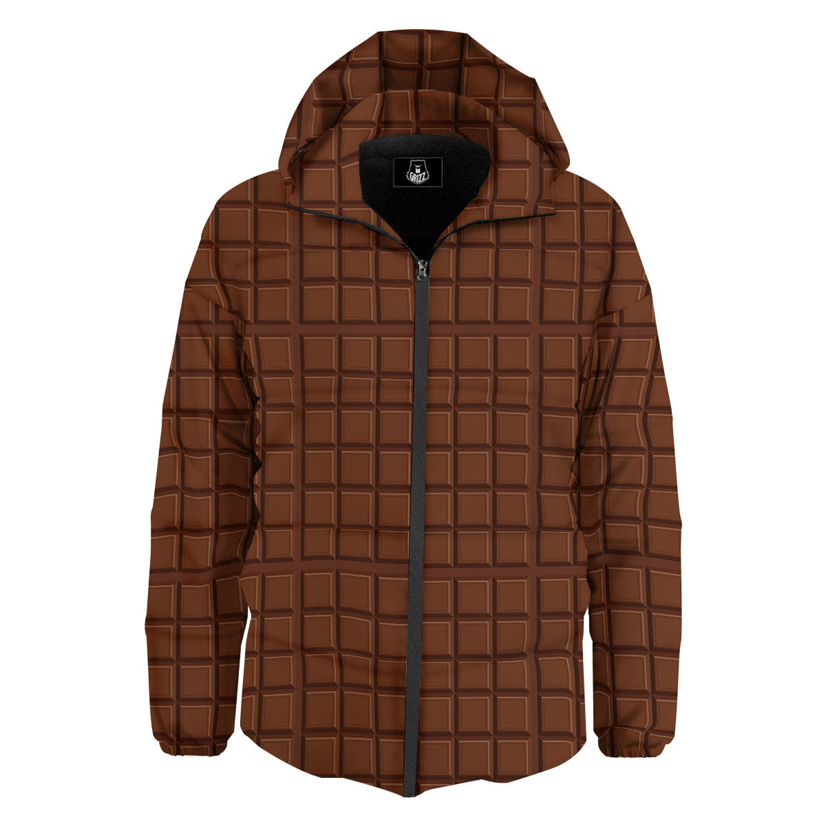 Chocolate Bar Brown Print Pattern Down Jacket-grizzshop