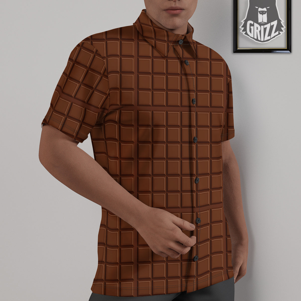 Chocolate Bar Brown Print Pattern Untucked Shirts-grizzshop