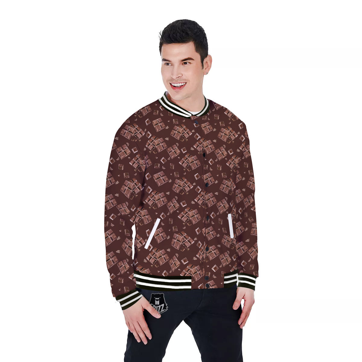 Chocolate Bar Print Pattern Baseball Jacket-grizzshop
