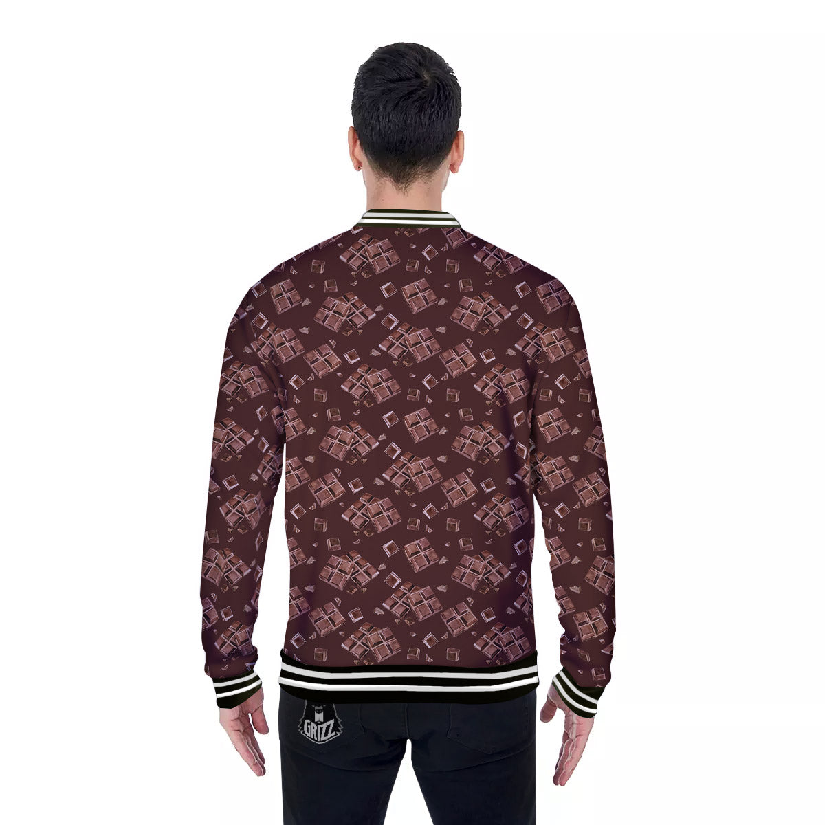 Chocolate Bar Print Pattern Baseball Jacket-grizzshop