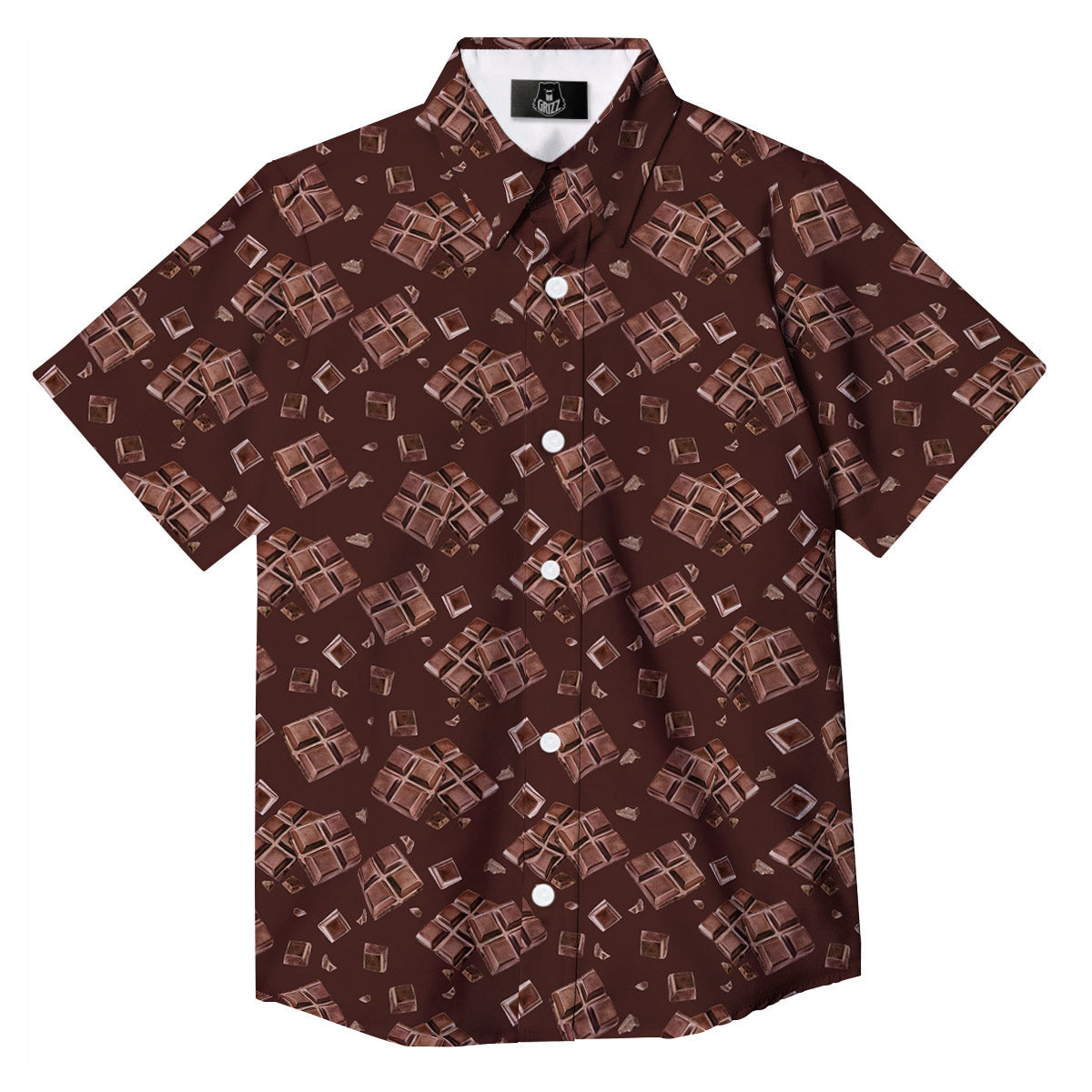 Chocolate Bar Print Pattern Button Up Shirt-grizzshop