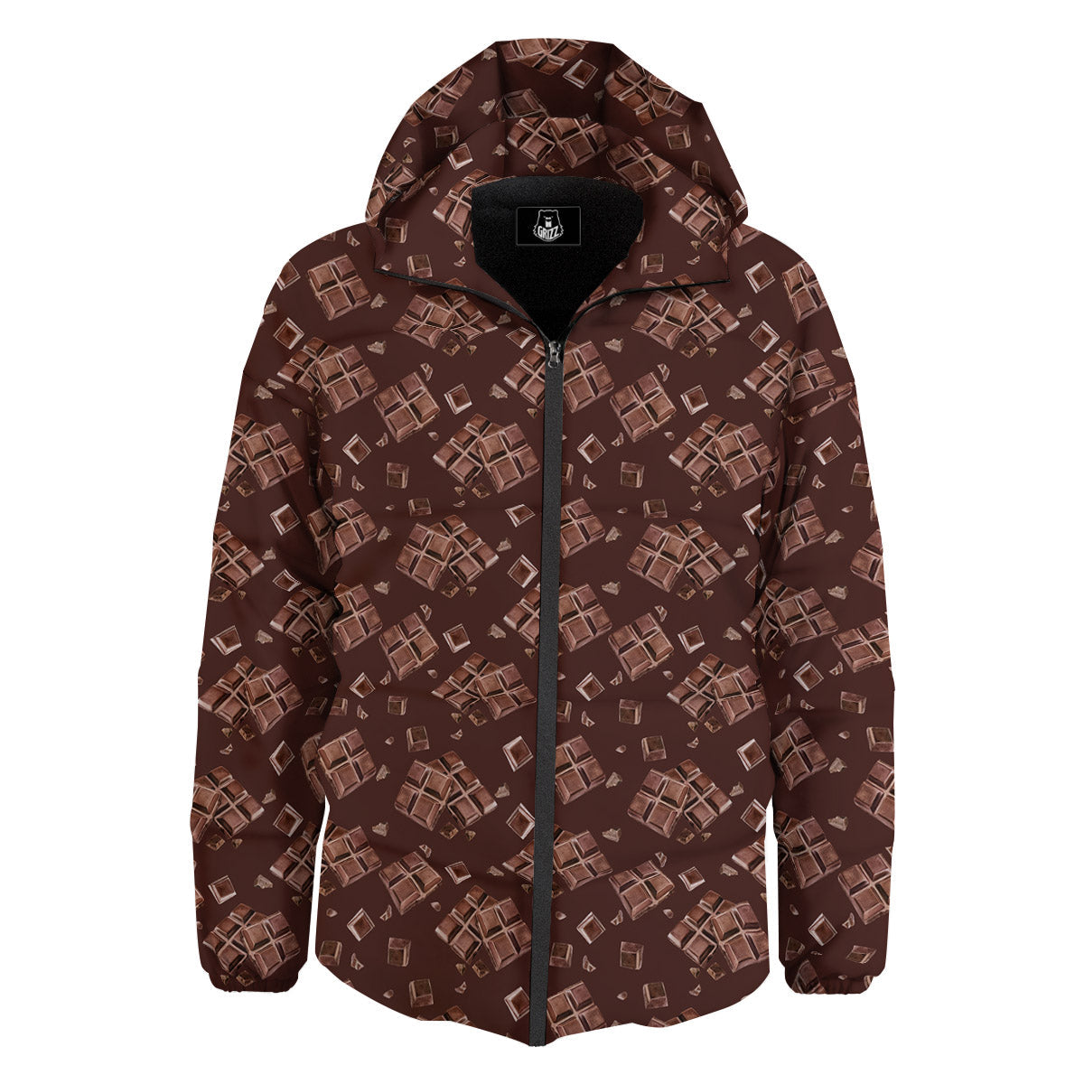 Chocolate Bar Print Pattern Down Jacket-grizzshop