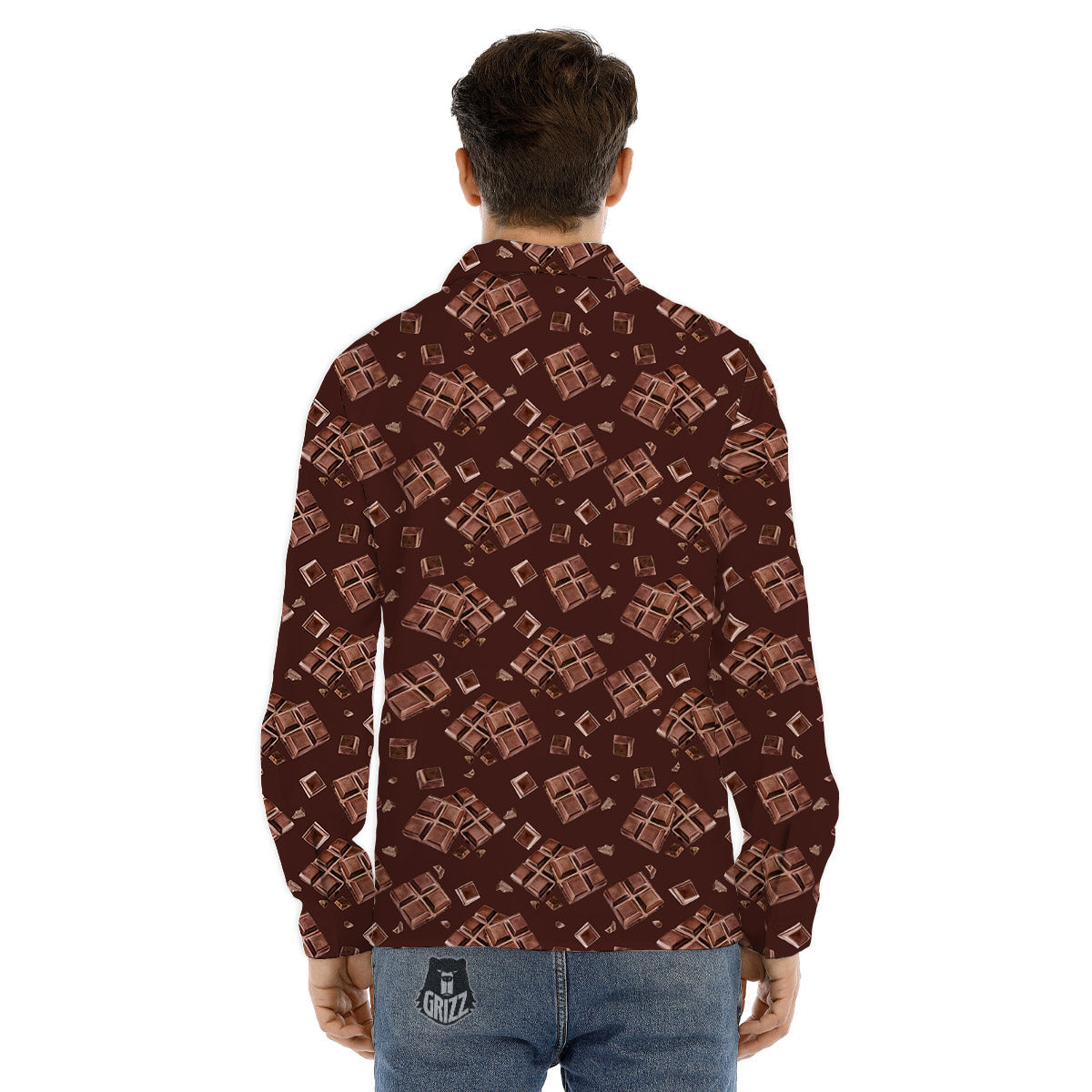 Chocolate Bar Print Pattern Men's Dress Shirts-grizzshop