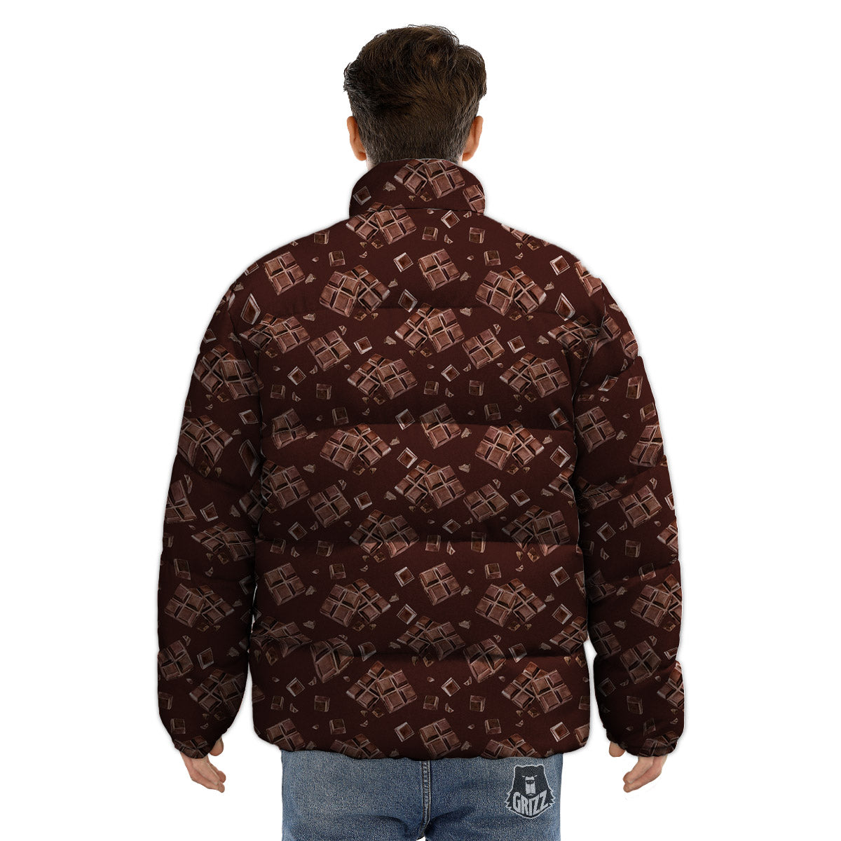 Chocolate Bar Print Pattern Puffer Jacket-grizzshop