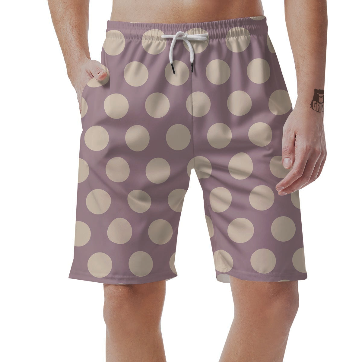 Chocolate Brown Polka Dot Men's Shorts-grizzshop