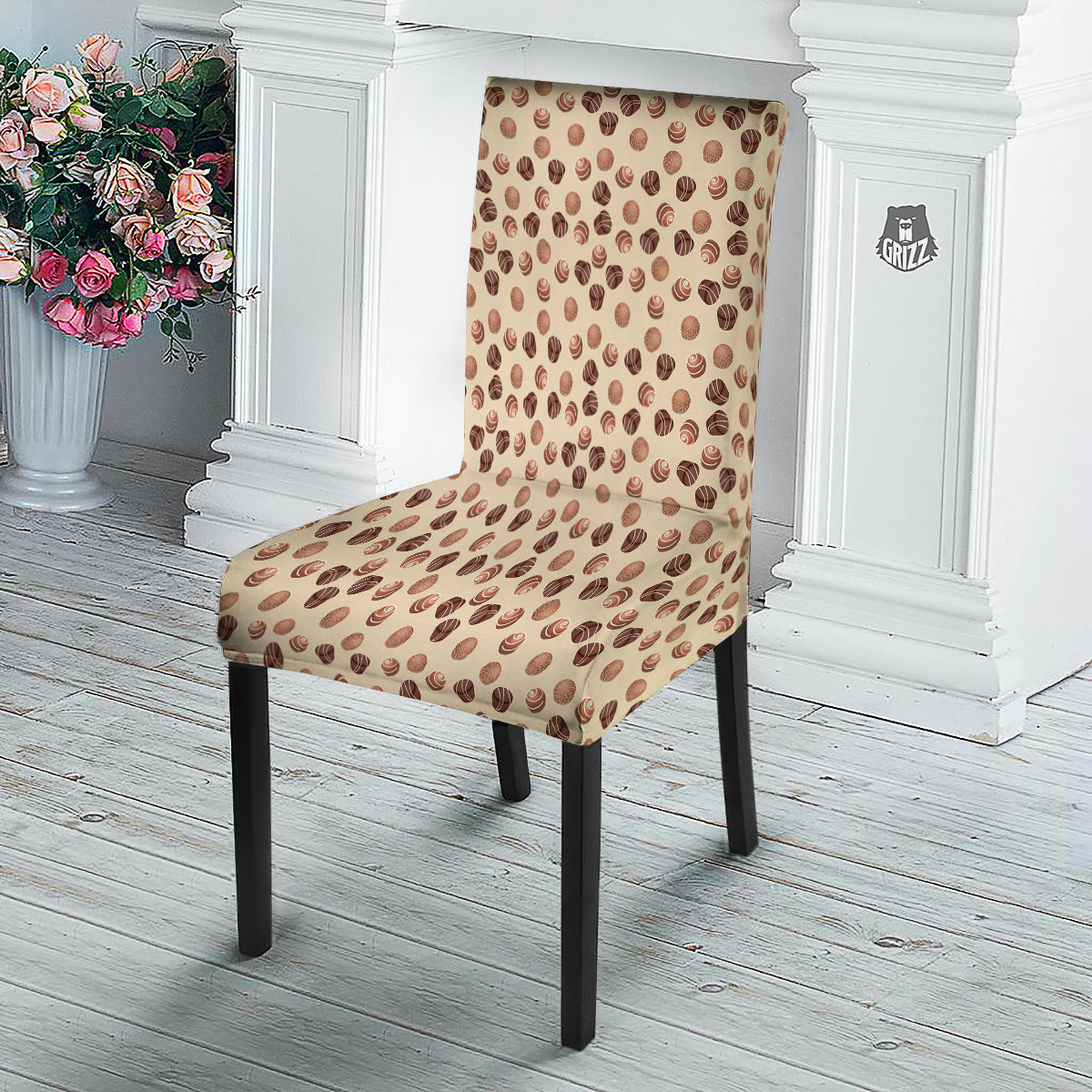 Chocolate Candy Print Pattern Dining Chair Slipcover-grizzshop