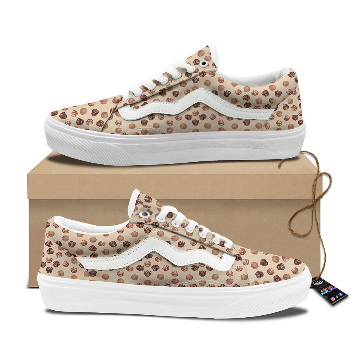 Chocolate Candy Print Pattern Skate Shoes-grizzshop