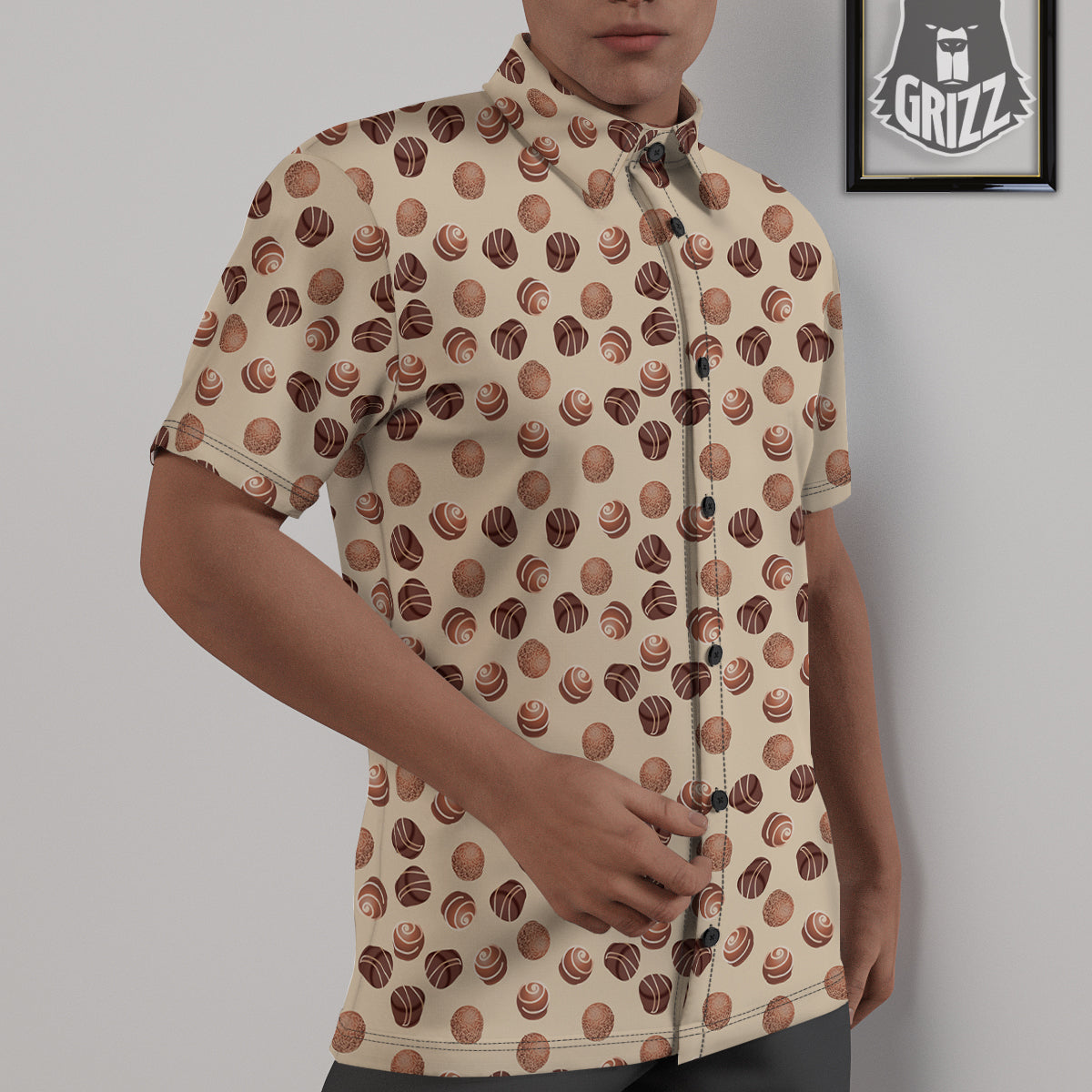 Chocolate Candy Print Pattern Untucked Shirts-grizzshop