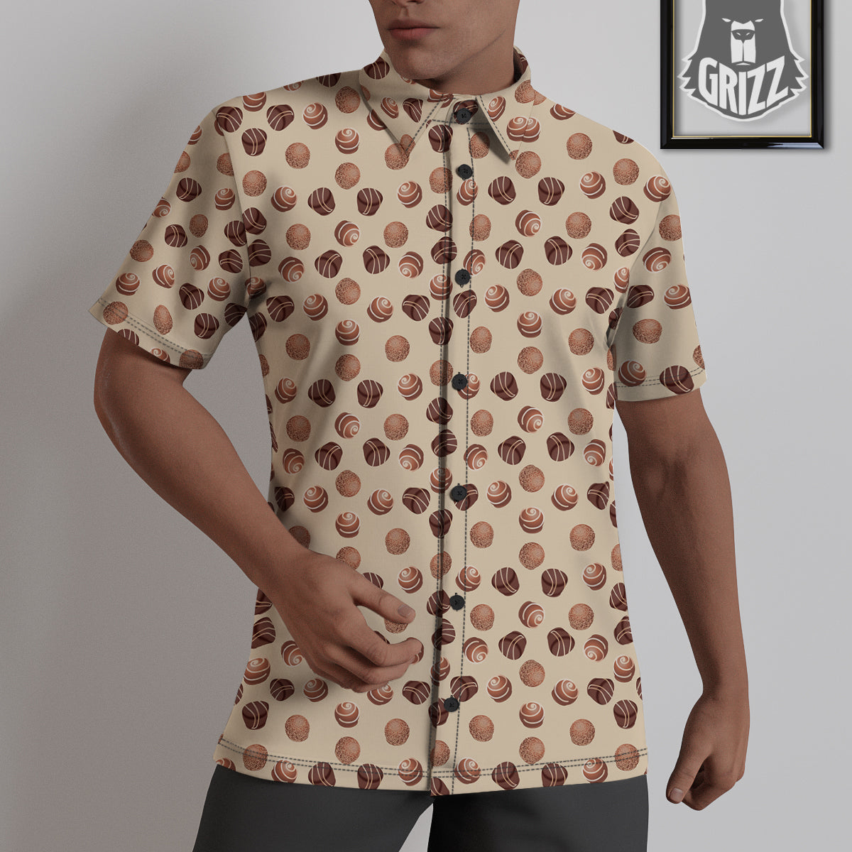 Chocolate Candy Print Pattern Untucked Shirts-grizzshop