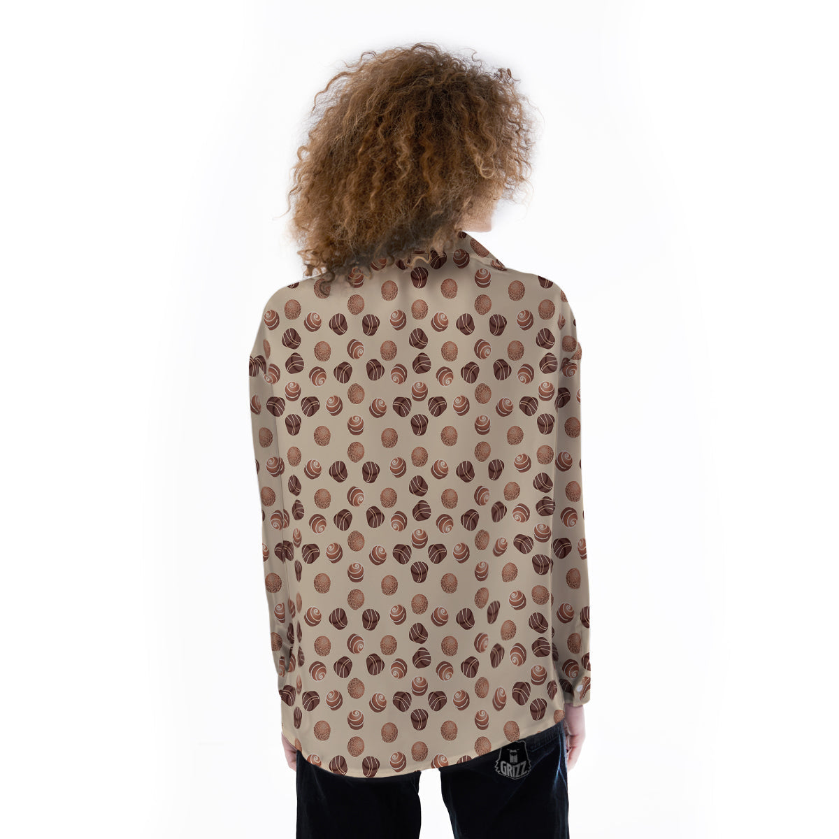 Chocolate Candy Print Pattern Women's Long Sleeve Shirts-grizzshop