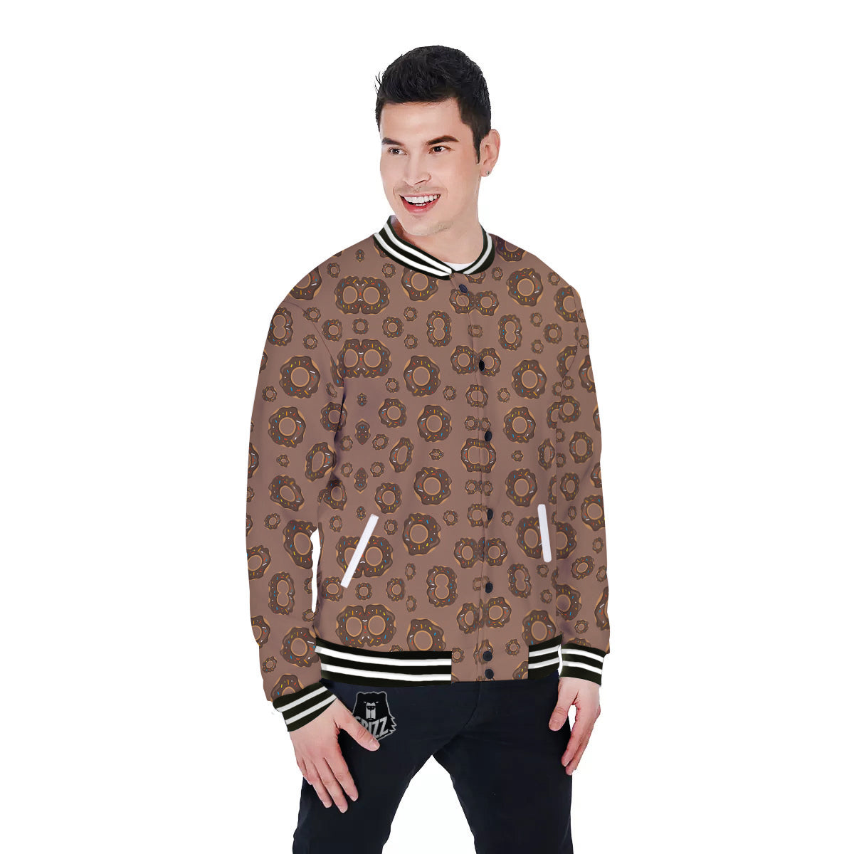 Chocolate Donuts Print Pattern Baseball Jacket-grizzshop