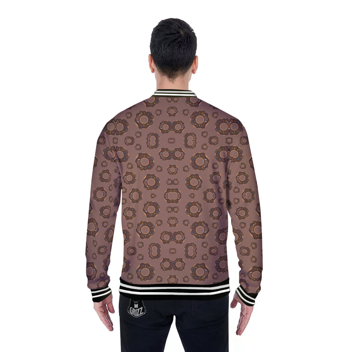 Chocolate Donuts Print Pattern Baseball Jacket-grizzshop